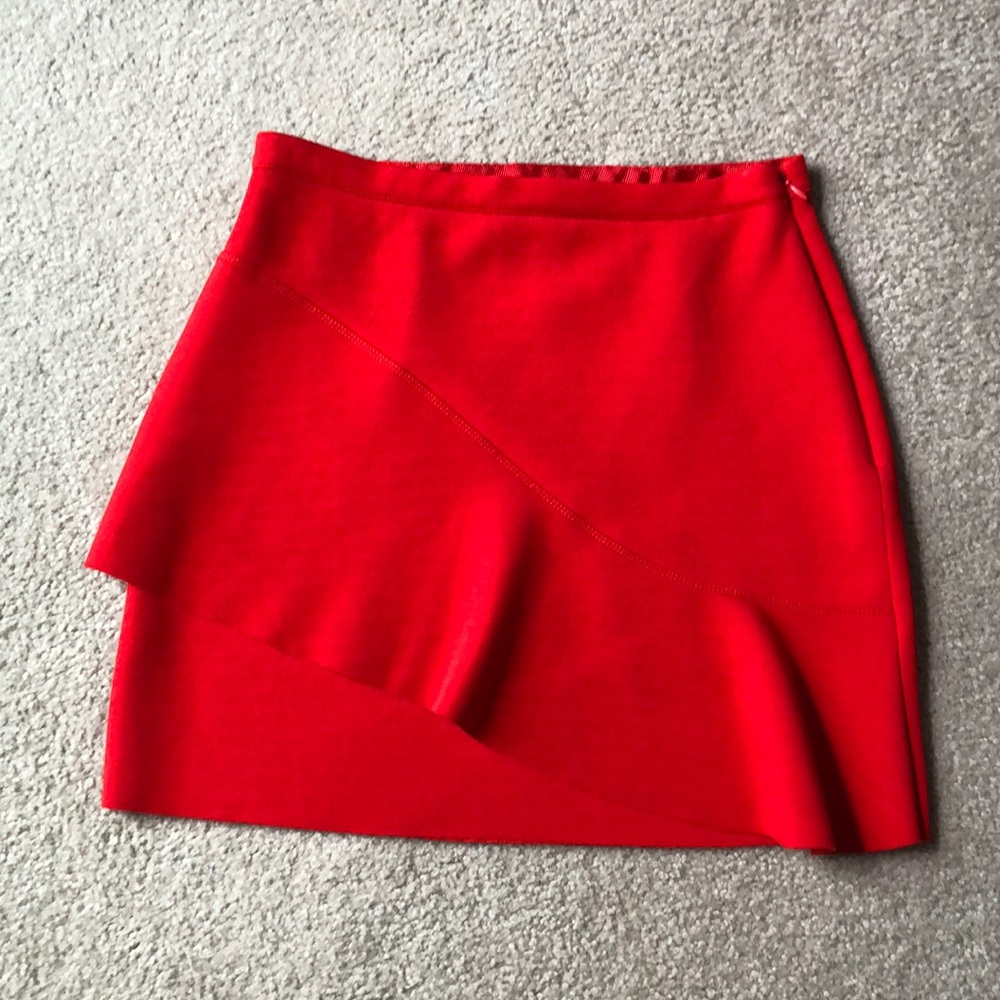 Topshop red mini w/ ruffle detail